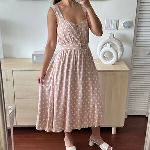 Reformation Lanai Polka Cot Cutout Back Midi Dress XS